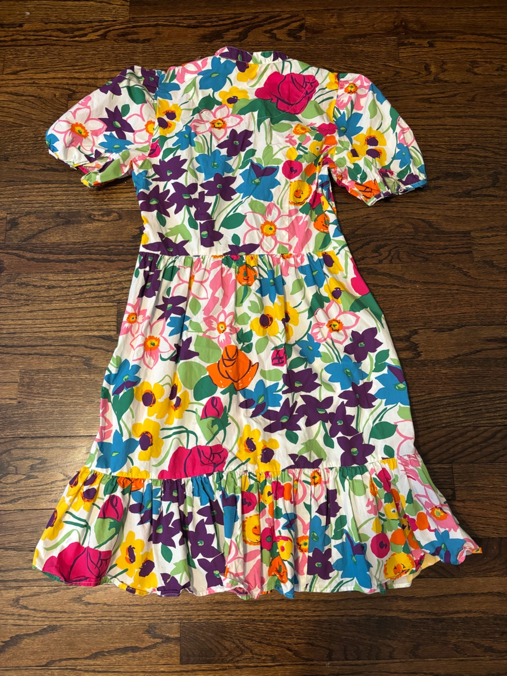 J Crew Vibrant Cotton Flower Floral Puff Sleeve Dress - Picture 4 of 7